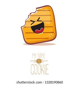 vector funny hand drawn cookie character isolated on white background. My name is cookie concept illustration. funky food character or bakery label mascot 
