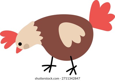 Vektorsymbol für lustige Hennen. Hofpickvogelclipart einzeln auf weißem Hintergrund. Illustration von Frühling oder Ostern. Niedliche Haustier-Illustration
