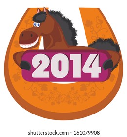 Vector funny horse (symbol of 2014 year)