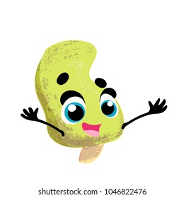 Vector funny ice cream, cartoon character with face and hands