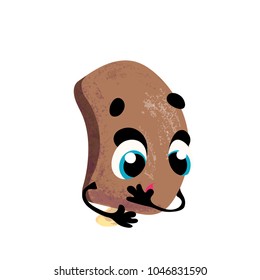 Vector funny ice cream, cartoon character with face and hands