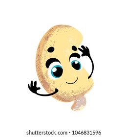 Vector funny ice cream, cartoon character with face and hands