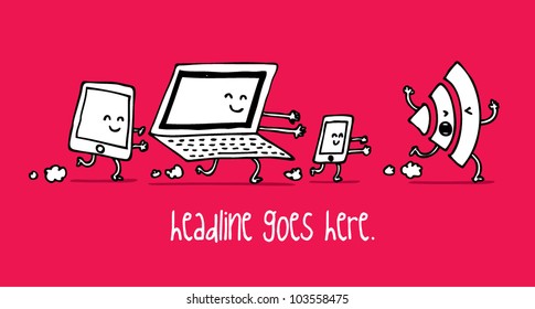 vector of funny illustration for internet tools