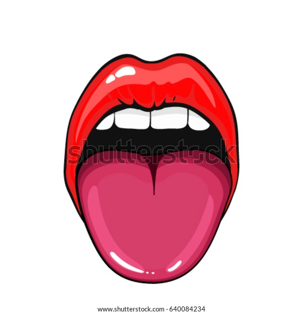 白い背景に舌を突き出す開いた口のベクター画像おかしなイラスト の