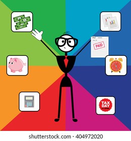 Vector funny illustration of tax day