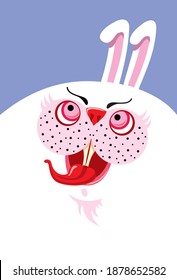 Imagen vectorial divertida de un conejito de Navidad