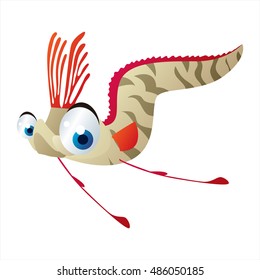 vector funny image of cute bright color underwater sealife animal. Oarfish
