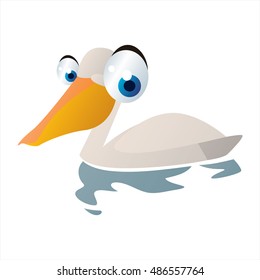 vector funny image of cute bright color animal. Birds. Pelican