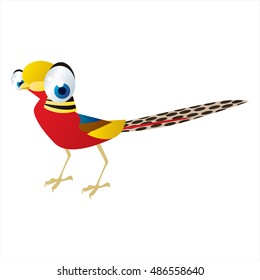 vector funny image of cute bright color animal. Birds. Pheasant