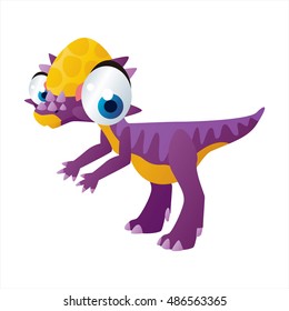 vector funny image of cute bright color animal. Dinosaur. Pachycephalosaurus
