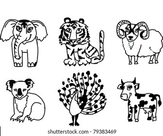 vector funny indian animals