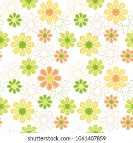 vector funny kids seamless pattern colored flowers
