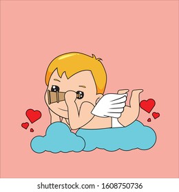 vector of funny little cupid. Illustration of a Valentine's Day. Vector illustration in a cartoon style. 