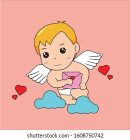 vector of funny little cupid. Illustration of a Valentine's Day. Vector illustration in a cartoon style. 