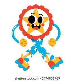 Vector Funny Medal Cartoon Celebrate 4th July Illustration Isolated