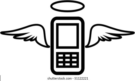 Vector funny mobile phone illustration - Angel