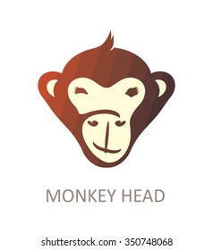 Vector funny monkey face - design template.