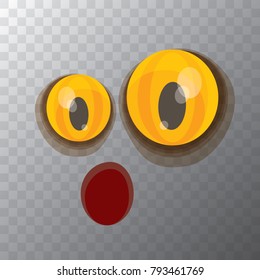 vector funny monster face isolated on transparent background. cartoon monster smiling face with big eyes and mouth for kids background, banners and greeting cards. selfie mask