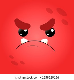 Vector funny moster square monster faces with different emotions, smiles, emoticon set for messenger, sticker, social media, animation, comic, newsletter, poster, banner, logo, icon, avatar.