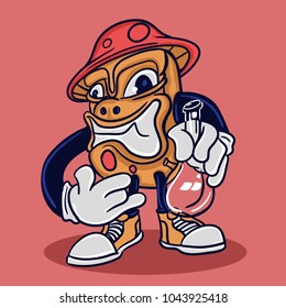 vector funny mushroom character 1