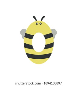 Vector funny number zero in the form of a bee