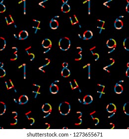 vector funny numbers on a dark background. seamless vector pattern with math signs created for wallpaper, school design, textiles, fabrics, prints