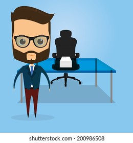 Vector Funny Office Character Isolated On Background