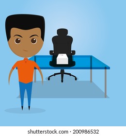 Vector Funny Office Character Isolated On Background