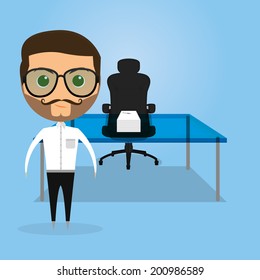 Vector Funny Office Character Isolated On Background