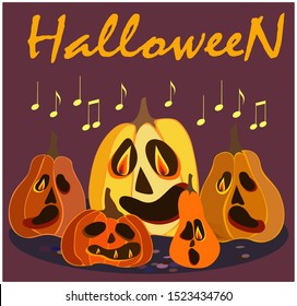vector funny party invitation with pumpkins