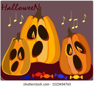 vector funny party invitation with pumpkins