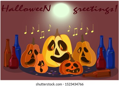 vector funny party invitation with pumpkins