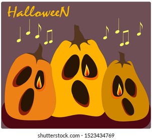 vector funny party invitation with pumpkins