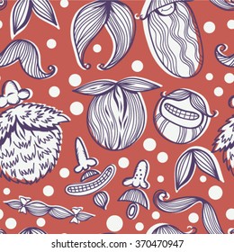 Vector Funny pattern of beards and mustaches. 