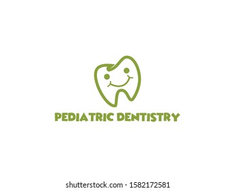 vector of funny Pedriatic dentistry with tooth smiling logo design eps format
