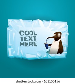 vector funny penguin on ice banner 2