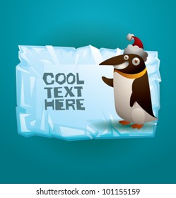 vector funny penguin on ice banner 3