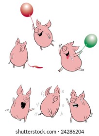 Vector funny pigs