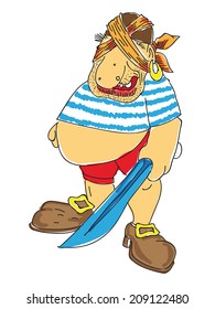 Vector funny pirate with a saber