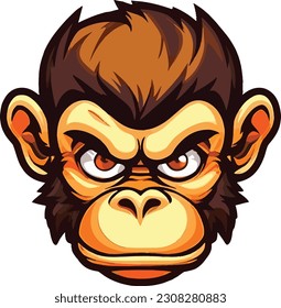 Vector funny portrait monkey logo