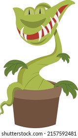 vector funny pot plant monster