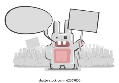 Vector funny rabbit delegation with speech bubble