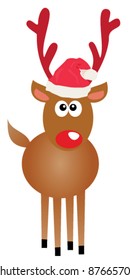vector funny reindeer in santa hat