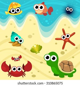 vector funny shore creature cartoon illustration for kid