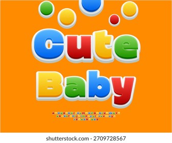 Vector Funny sign Cute Baby. Bright Colorful Font. Creative Children Alphabet Letters and Numbers.