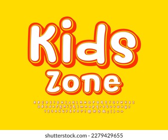 Vector funny sign  Kids Zone. Bright children's Font. Playful style Alphabet Letters, Numbers and Symbols