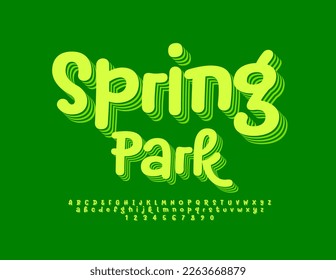 Vector funny Sign Spring Park. Creative Handwritten Font. Set of modern Alphabet Letters and Numbers