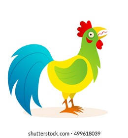 Vector funny singing rooster bright symbol of 2017 year