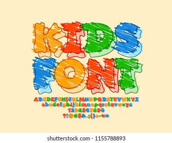 Vector Funny Sketch Alphabet for Children. Colorful  Illustration of Hand Drawing Kids Font