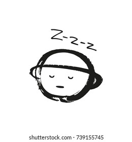 Vector funny sleeping Saturn. Poster, label, postcard, sticker, print, elements for design, illustration and other.